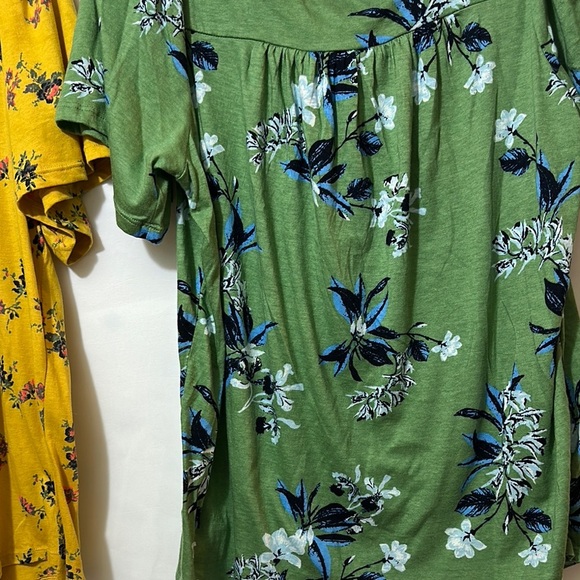 Yellow and Green Relaxed Smocked Blouses - Picture 3 of 6